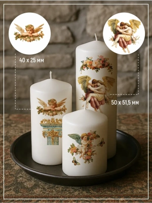 Наклейки на свечи водные Ренессанс из каталога Наклейки декупажные для декора свечей, яиц, изделий из гипса, в интернет-магазине BPW.style